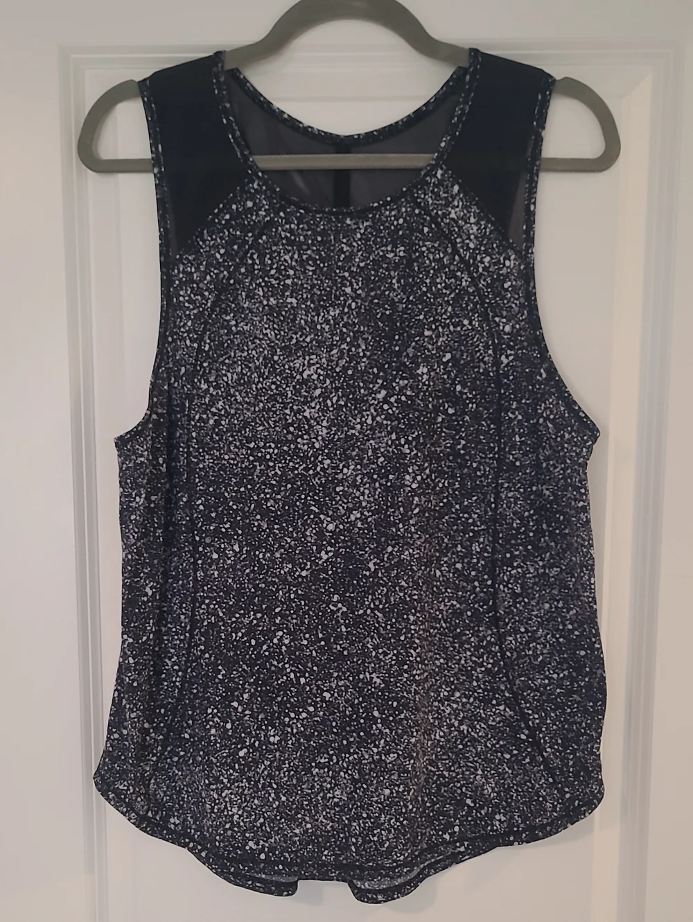 lululemon athletica Black and White Speckled Mesh-Trim Tank